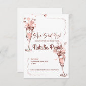 Floral Champagne She Said Yes Bridal Shower Invite (正面/裏面)