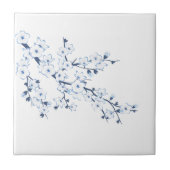 Floral Cherry Blossom Blue White タイル (正面)