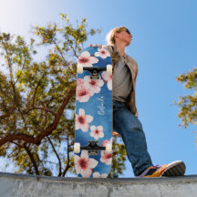 Floral Cherry Blossom Monogram Blue Pink Girly