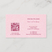 Floral Cherry Blossom Pink Glitter QR Code 名刺 (裏面)
