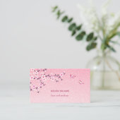 Floral Cherry Blossom Pink Glitter QR Code 名刺 (スタンド正面)