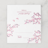 Floral Cherry Blossom Pink White Wedding プレイスカード (外部開封)