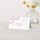 Floral Cherry Blossom Pink White Wedding プレイスカード (裏面)