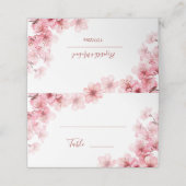 Floral Cherry Blossom Pink White Wedding プレイスカード (外部開封)