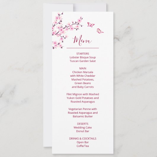 Floral Cherry Blossom Pink White Wedding    招待状 (正面)