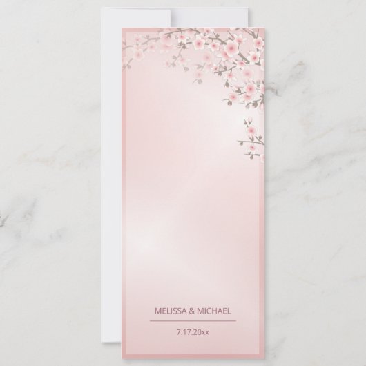 Floral Cherry Blossom Pink White Wedding    招待状 (裏面)