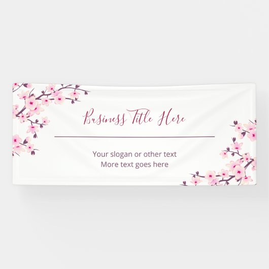 Floral Cherry Blossom White Business 横断幕 (横)
