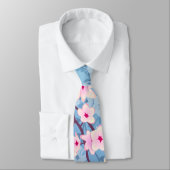 Floral Cherry Blossoms Blue Pink ネクタイ (タイ)