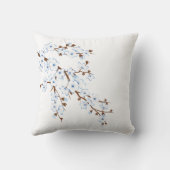 Floral Cherry Blossoms Blue White クッション (裏面)