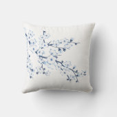 Floral Cherry Blossoms Blue White クッション (裏面)