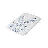 Floral Cherry Blossoms Blue White バスマット (アングル)