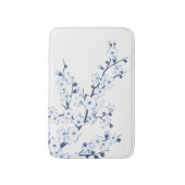 Floral Cherry Blossoms Blue White バスマット (正面縦)