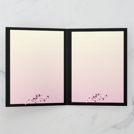 Floral Cherry Blossoms Happy Birthday カード (内部)