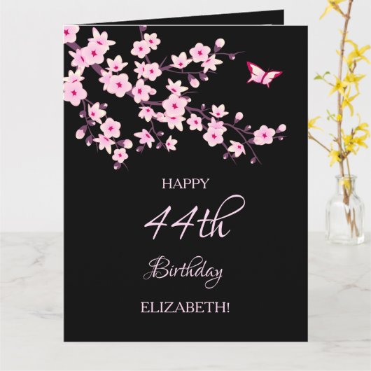 Floral Cherry Blossoms Happy Birthday カード (黄色い花)