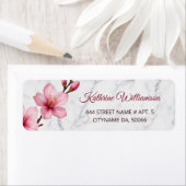 Floral Cherry Blossoms Light Gray Marble ラベル (インサイチュ)