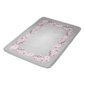 Floral Cherry Blossoms Pink Gray Tablecloth バスマット (アングル)