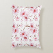 Floral Cherry Blossoms Pink White アクセントクッション (裏面(縦))