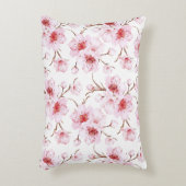 Floral Cherry Blossoms Pink White アクセントクッション (正面(垂直))