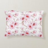 Floral Cherry Blossoms Pink White アクセントクッション (裏面)