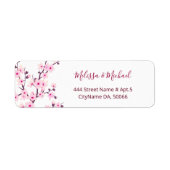 Floral Cherry Blossoms Pink White |  Wedding ラベル (正面)