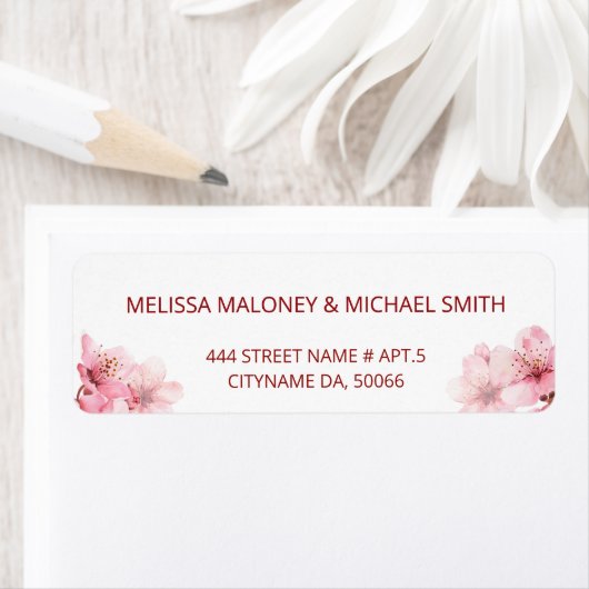 Floral Cherry Blossoms Pink White |  Wedding ラベル (インサイチュ)