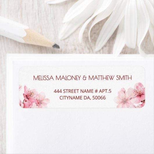 Floral Cherry Blossoms Pink White |  Wedding ラベル (インサイチュ)