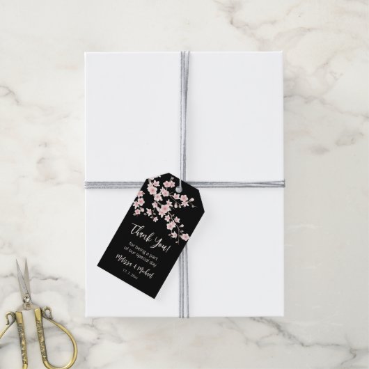 Floral Cherry Blossoms Thank You ギフトタグ (より糸付き)