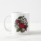 Floral cherry with poinsettia festive botanical コーヒーマグカップ (左)