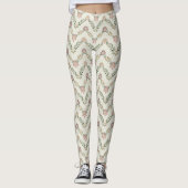 Floral Chevron Pattern – Geometric Zigzag  レギンス (正面)