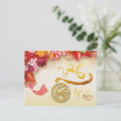 Floral Chinese gold Paper-cut Horse 2026 HpostC シーズンポストカード (スタンド正面)