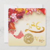 Floral Chinese gold Paper-cut Horse 2026 PSqInv (裏面)