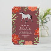 Floral Chinese New Year Horse Holiday シーズンカード (スタンド正面)