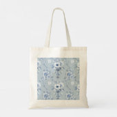 Floral  Chinoiserie Blue Toile with custom text トートバッグ (裏面)