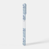 Floral Chinoiserie Blue Toile with custom text iPhone 15ケース (右側面)