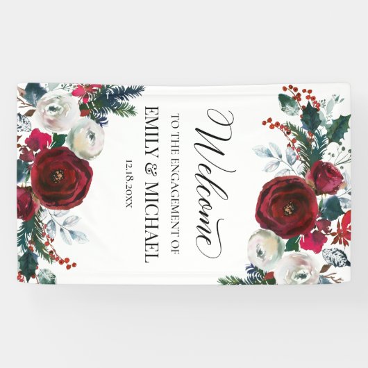 Floral Christmas Engagement party banner custom 横断幕 (横)