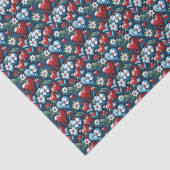 Floral Christmas Hearts in Red Blue and Green 薄葉紙 (詳細)