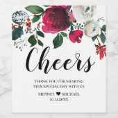 Floral Christmas Holiday Cheers wine label ワインラベル (シングルラベル)