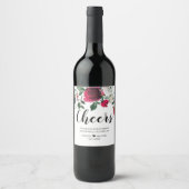 Floral Christmas Holiday Cheers wine label ワインラベル (正面)