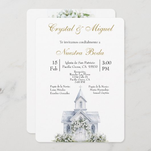 Floral Church Spanish wedding   招待状 (正面/裏面)