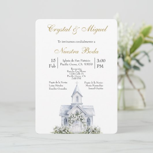 Floral Church Spanish wedding   招待状 (スタンド正面)