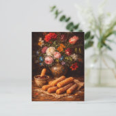 Floral Churros Still Life Art Postcard ポストカード (スタンド正面)