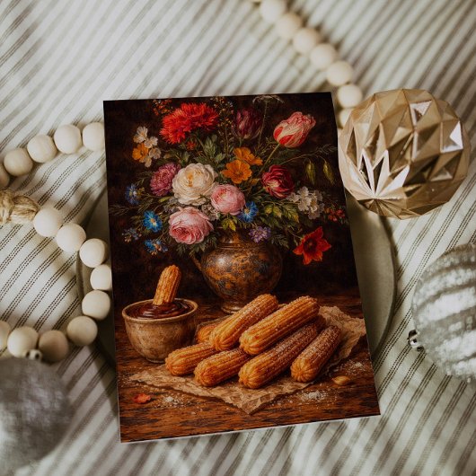 Floral Churros Still Life Art Postcard ポストカード