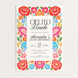 Floral Cielito Lindo Digital Birthday Party Mexica 招待状
