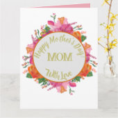 Floral Circle Banner Mother's Day Pink カード (黄色い花)