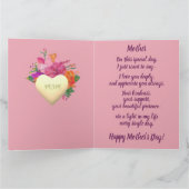 Floral Circle Banner Mother's Day Pink カード (内部)