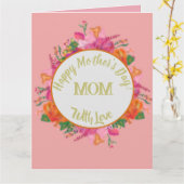 Floral Circle Banner Mother's Day Pink カード (黄色い花)