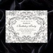 Floral classic vintage birthday 招待状