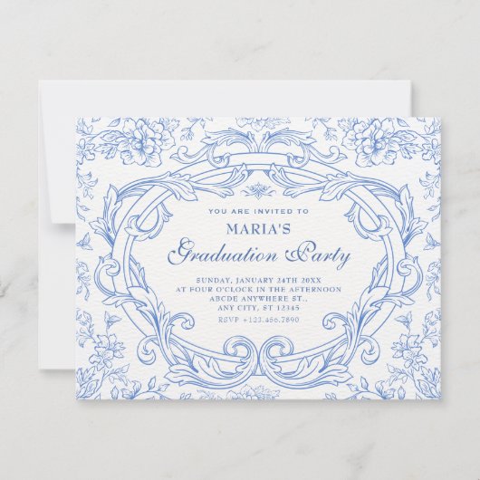 Floral classic vintage graduation 招待状 (正面)