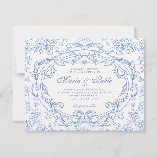 Floral classic vintage wedding  招待状 (正面)