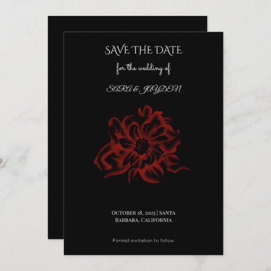 Floral Clipart – Abstract Flower Home Decor Design セーブザデート (正面/裏面)